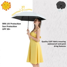 BAODINI Travel Mini Umbrella for Purse With Case-Small Compact UV Umbrella Protection Sun-Lightweight Tiny Pocket Umbrella UPF 50+ for Women, Girls