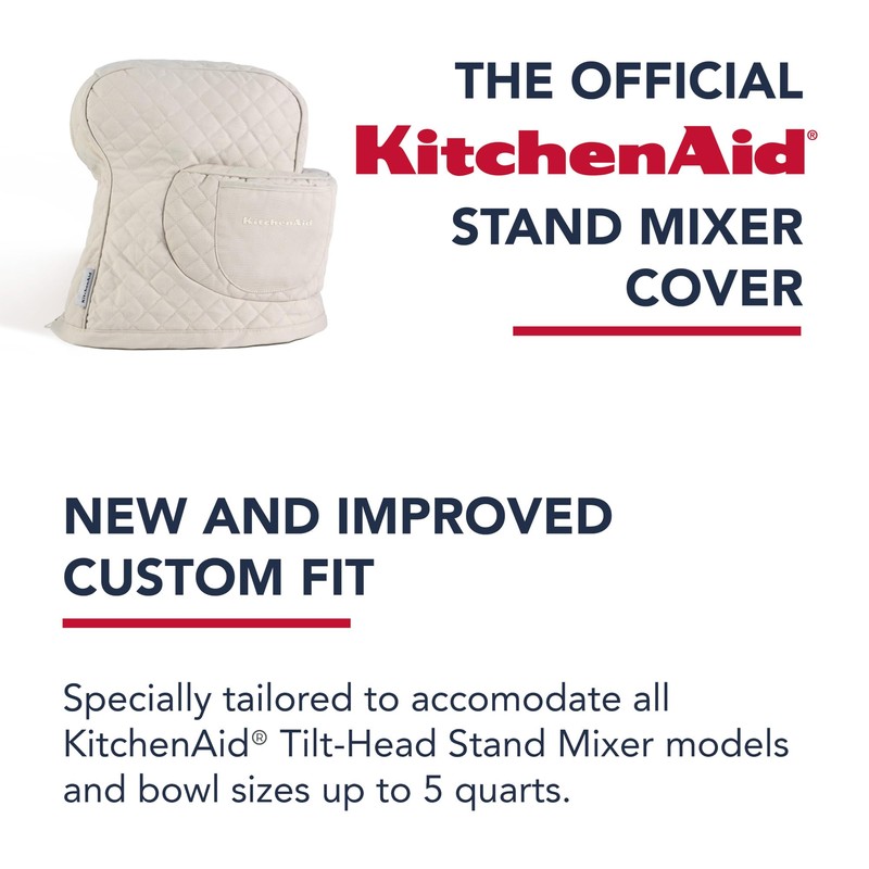 KITCHENAID Fitted Tilt-Head Stand Mixer Cover with Storage Pocket, Quilted
