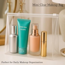 Circloophs - Bolsa de maquillaje transparente con cierre, Transparente, 6" x 5" x 1.5", Transparente