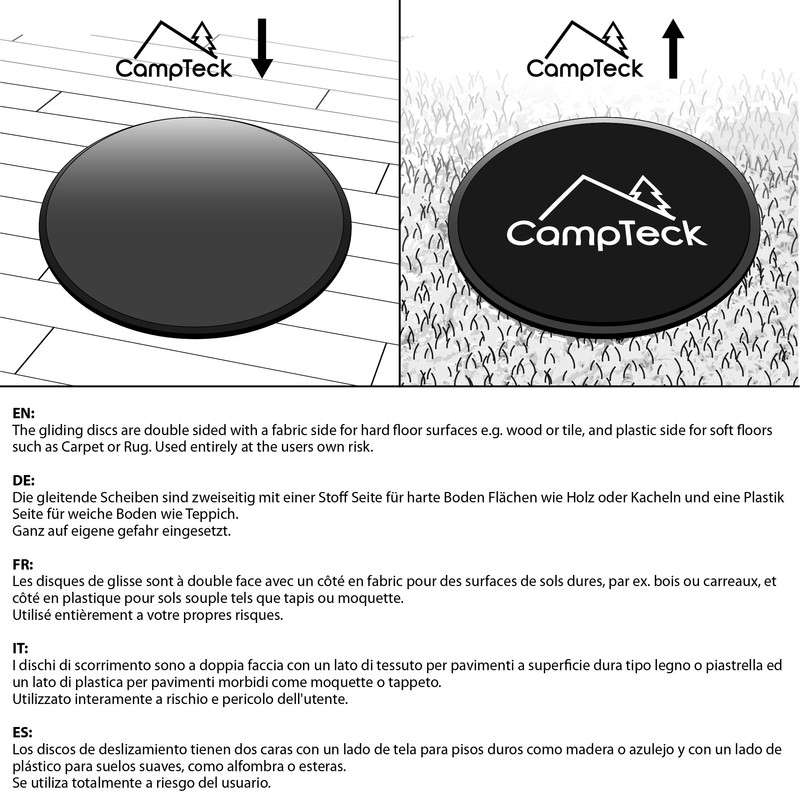 CampTeck U6575 Dual Sided Gliding Discs Core Sliders for Home