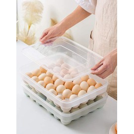U Chef Paquete de 2 Soportes para Huevos para Refrigerador con Tapa, Bandeja de Almacenamiento de Huevos, Capacidad para 34 Huevos, Caja de Huevos de plástico apilables (2 x 34)