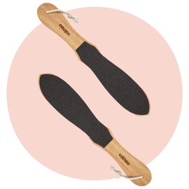 VALNEO Foot File for Hardened or Dry Skin - Coarse and Fine Callus File Made of Rubber Wood - Wooden Paddle Callus Remover for Hand and Foot