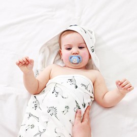 GRSSDER Baby Hooded Towel 2 Pack for Newborn, Super Soft Bath Towels with Original Designs, Ultra Absorbent Knit Terry, Large Toddler Towels with Hood for Boys Girls, Shower Gifts for Infant,34"x 34"