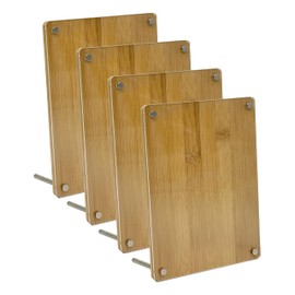 Bam & Boo 5x7 Picture Frame (4-Pack) with Clear Acrylic and Natural Bamboo Board, Hanging and Standing for Office, Home, School