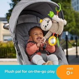 Fisher-Price - Juguete de bebé lento y divertido para carriola perezoso, actividad de viaje con movimiento y detalles sensoriales para recién nacidos a partir de 0 meses