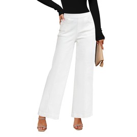GRAPENT Plus Size Jeans for Women Plus Size Wide Leg Pants for Women Womens Plus Size Jeans Plus Size Business Casual Outfits for Women Color Bright White Size 2XL XX-Large Size 20 Size 22