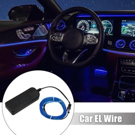 X AUTOHAUX 2 Meter/6ft Neon EL Wire String Strip Blue Cold Light Glow String Strip for Car Interior Decoration