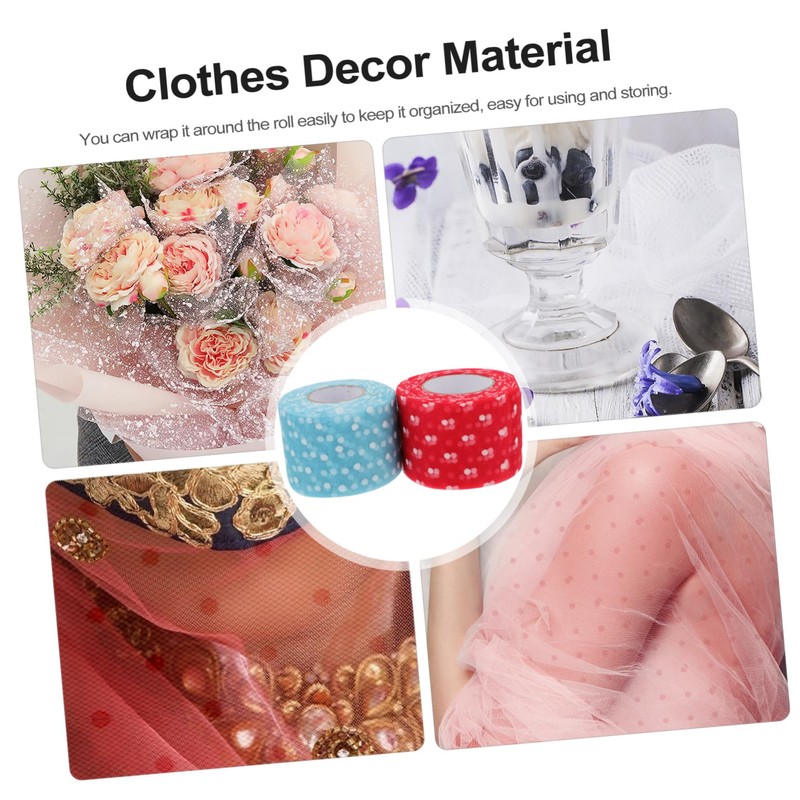 IWOWHERO 2 Rolls Dots Pattern Net Yarn Decorative Mesh Roll