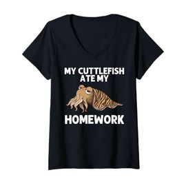 Womens Cute Cuttlefish For Kids Boys Ocean Animal Lover Fish V-Neck T-Shirt
