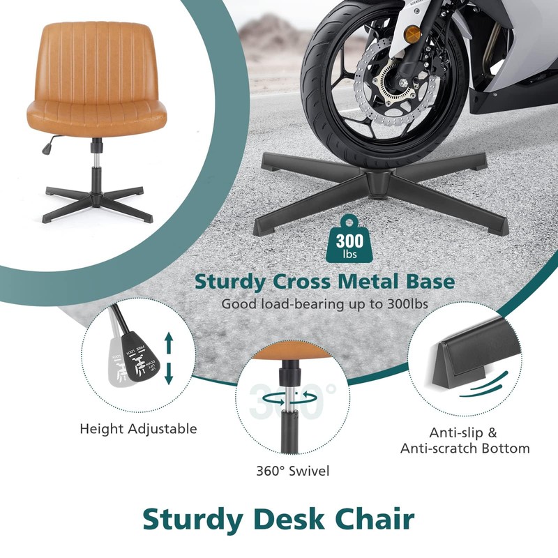 OLIXIS Criss Cross Legged Chairs Armless No Wheels Wide Seat
