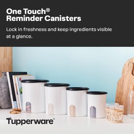 Tupperware One Touch Reminder Canisters 4 Canister Food Storage Set, Dishwasher Safe and BPA Free, (4 Containers, 4 Lids)