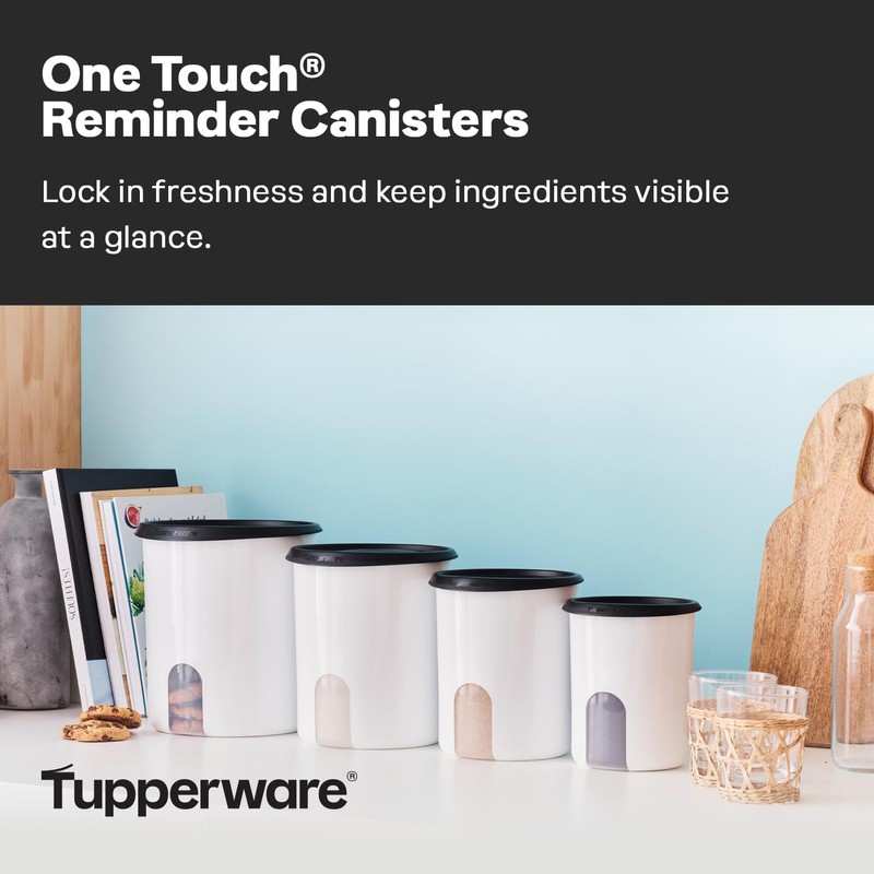 Tupperware One Touch Reminder Canisters 4 Canister Food Storage Set,