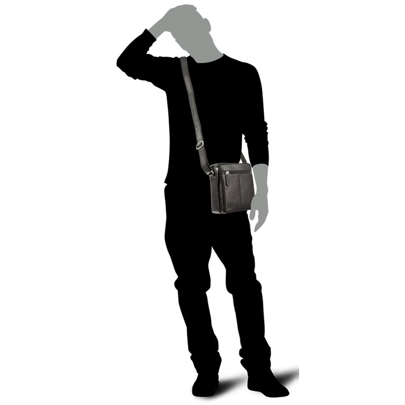 Visconti Compact Leather Messenger/Travel Bag S8 Black