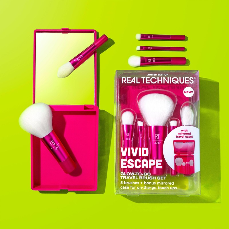 Real Techniques Vivid Escape Glow-To-Go Travel Brush Kit, 6 Piece
