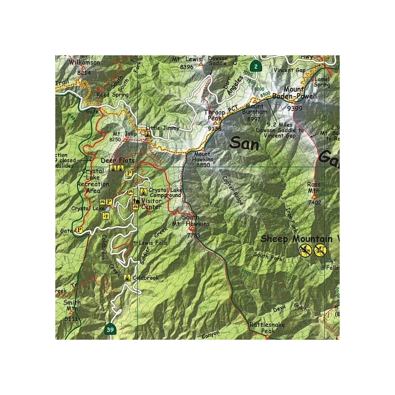 San Gabriel Mountains California Trail Map Poster