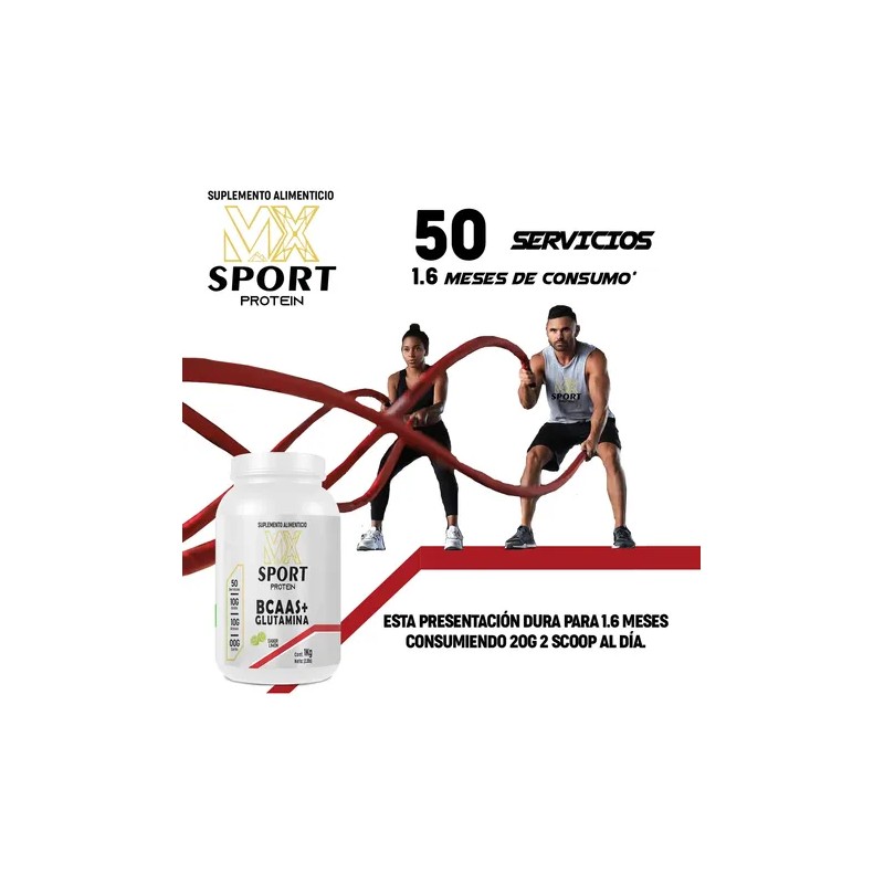 Aminoácidos Bcaas Glutamina Mx Sport 1 Kg Varios Sabores