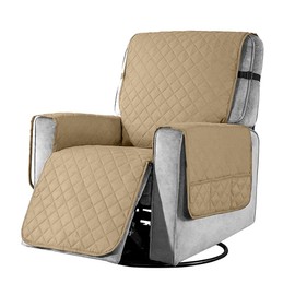 YancLife Armchair Protector with Pockets, Armchair Protector for TV Chair, 1 Seater Pockets, Chair Throw, Washable Chair Protection, Pets for Home with Children and Pets Dog, Small/Sand Colour