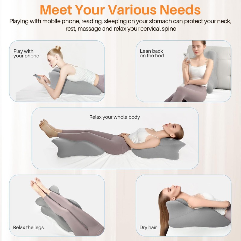 Memory Foam Ergonomic Prone Reading Wedge Pillow Light Gray