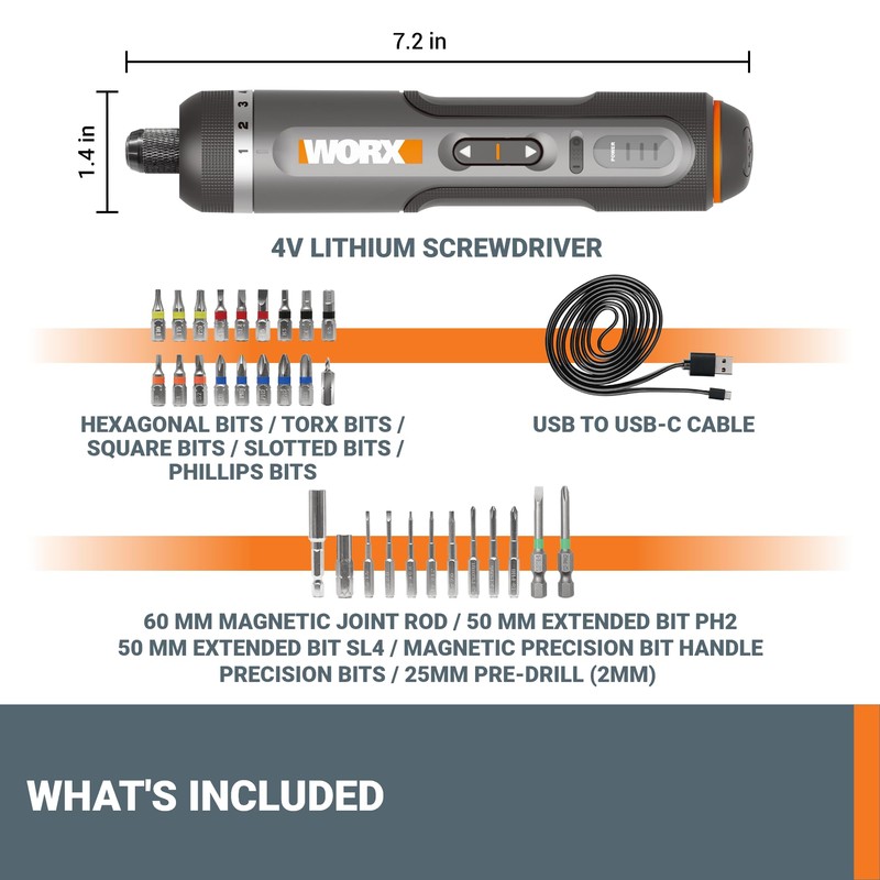WORX 4V Lithium Screwdriver 30-Piece Accessory Kit WX242L