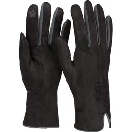 styleBREAKER 09010030 Women's Touchscreen Gloves with Colour Contrast and Fleece Lining, Warm Thermal Finger Gloves, Winter, black