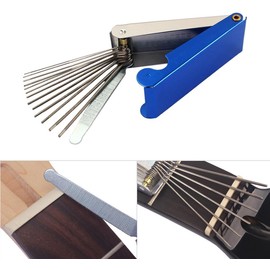 Juego de limas para guitarra, caja de herramientas Luthier, 13 limas de aguja, 1 lima plana para guitarra, bajo, banjo, mandolina Azul