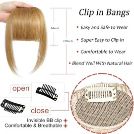 Clip In Bangs Human Hair Bangs French Bangs Clip On Bangs For Women Blonde Bangs Hair Clip Fake Bangs Clip In Bangs Real Human Hair Thick Bangs Hair Bangs Clip In Human Hair(French Bangs,Blonde)