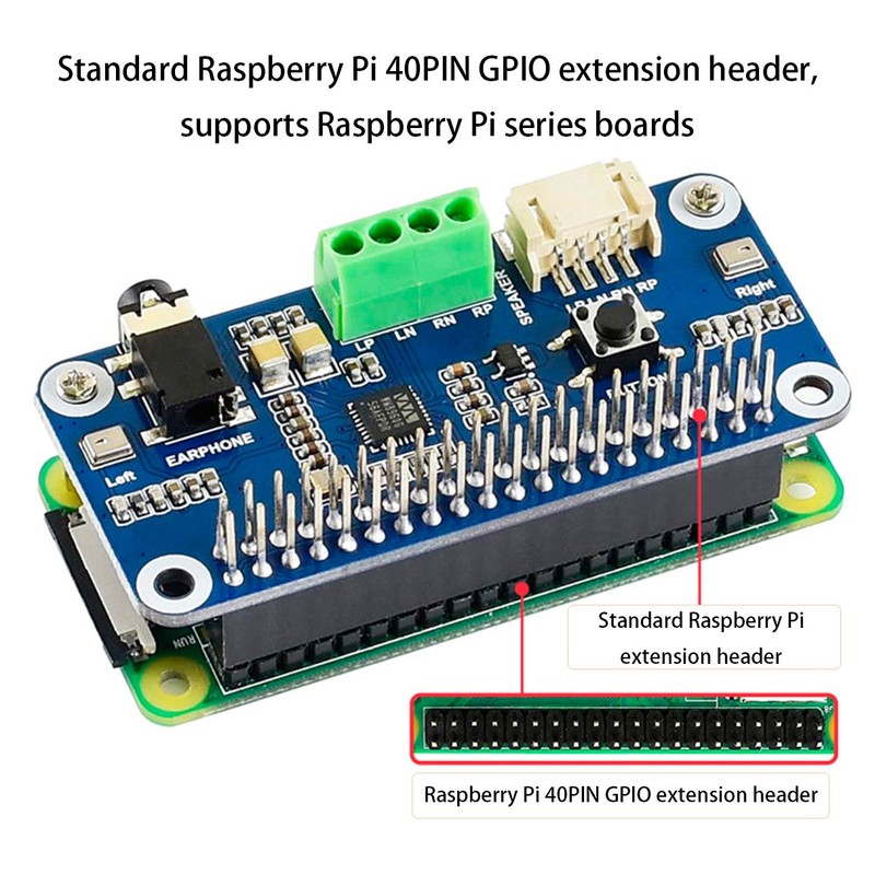 WM8960 Hi-Fi Sound Card HAT Compatible with Raspberry Pi 5/4B/3B+/3B/Pi