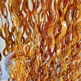 2 Pack Orange Streamers Party Decorations Foil Curtain Backdrop Fringe Backdrop Supplies Photo Booth Props for Birthday Wedding Graduation Decoration