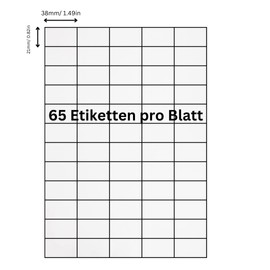 Generisch Etiketten selbstklebend, 100 Blatt, weiß, bedruckbar, Universal Klebeetiketten, DIN A4 (38x21mm)