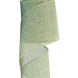 Burlap Wired Ribbon, 20 Yards, Natural Color, for Christmas Decor, Wreaths, Wedding, Gift Wrapping (Sage Green, 4 Inch x 20 Yards)