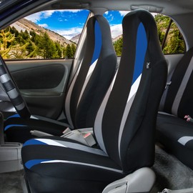 FH Group Three Row 7 Seater - Premium Modernistic Cars Seat Covers Fit Most Car, Truck, SUV, & Van Blue/Black