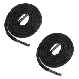 BCB Wear Round Shoelaces 3/16" Thick Solid Colors for All Shoe Types Several Lengths (Black-54)