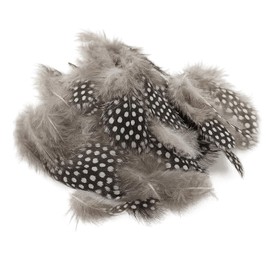Pack of 200 Feathers for Crafts, 4-12 cm Guinea Fowl Feathers, Natural Speckled Feathers, Craft Feathers for Dream Catchers, Headdress, Masks, DIY Projects