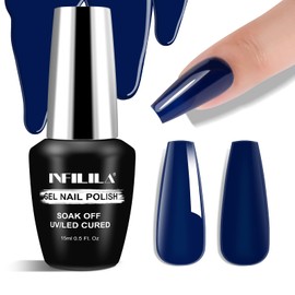 NXJ INFILILA Blue Gel Nail Polish, Navy Blue Nail Polish 15ml 0.51oz, Hema Free Dark Blue Deep Color Soak Off UV Gel Nail Manicure DIY Gift for Women Girls