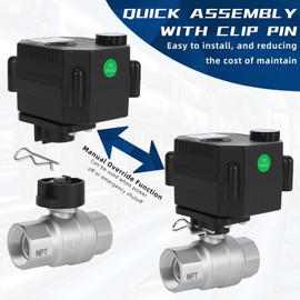 3/4" Motorized Ball Valve with Function - 9-24V DC Electric Water Valve Full Port,3 Wire 2 Point Automatic Ball Valve,Stainless Steel