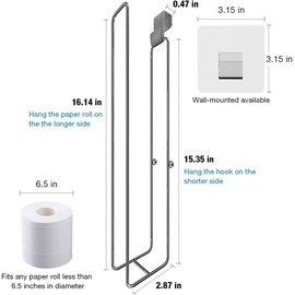 Mivvosakuki Over The Tank Toilet Paper Holder Bathroom Toilet Tissue Paper Roll Storage Holder Wall Mount Brushed Nickel,Metal Hanging Adhesive Toilet Paper Holder Dispenser Toilet Paper Organizer 1p