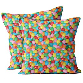 XtremePads Set of 2, Decorative Square Throw Pillow Case Cushion Cover, Jelly Bean Pattern, 20X20 inch, for Couch Sofa Bedroom Chair Home Decor