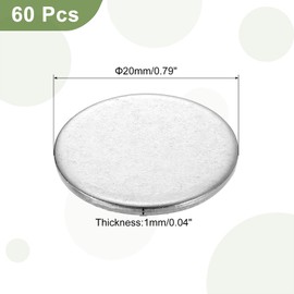 sourcing map 60Pcs Stainless Steel Disc, 25/32"(20mm) Dia 0.04"(1mm) Thick 304 Stainless Steel Flat Round Sheet Blank Round Circle Plate for Crafts Metal Stamping and Jewelry Making