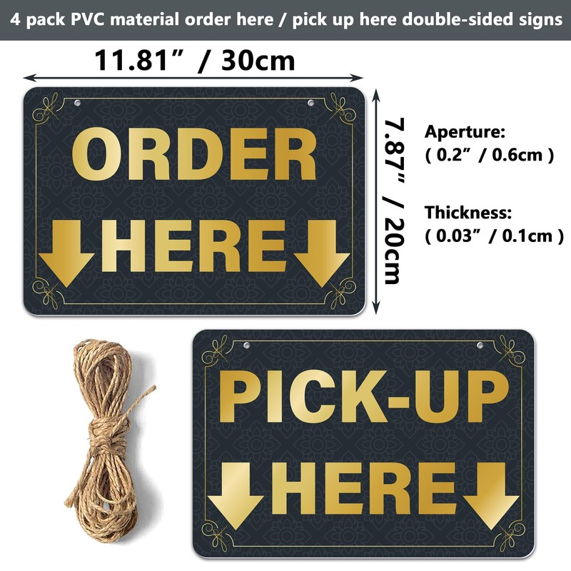 Lesnala 4Pcs Double-Sided Order Pick up Here Signs with A