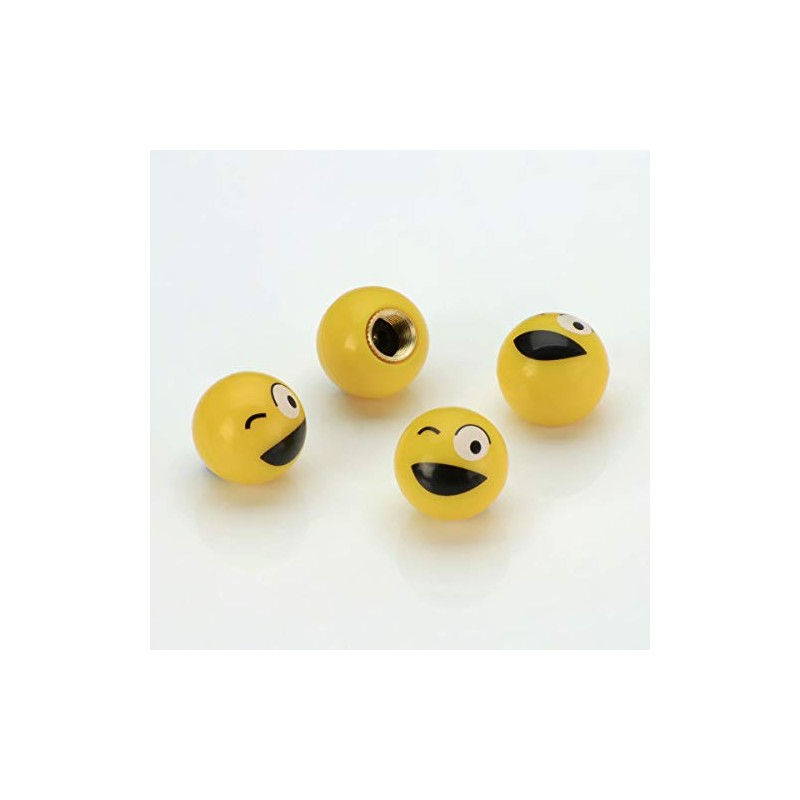 LST 4x Ventilkappen Reifenventil Kappen Smiley Zwinkern Gelb KFZ PKW