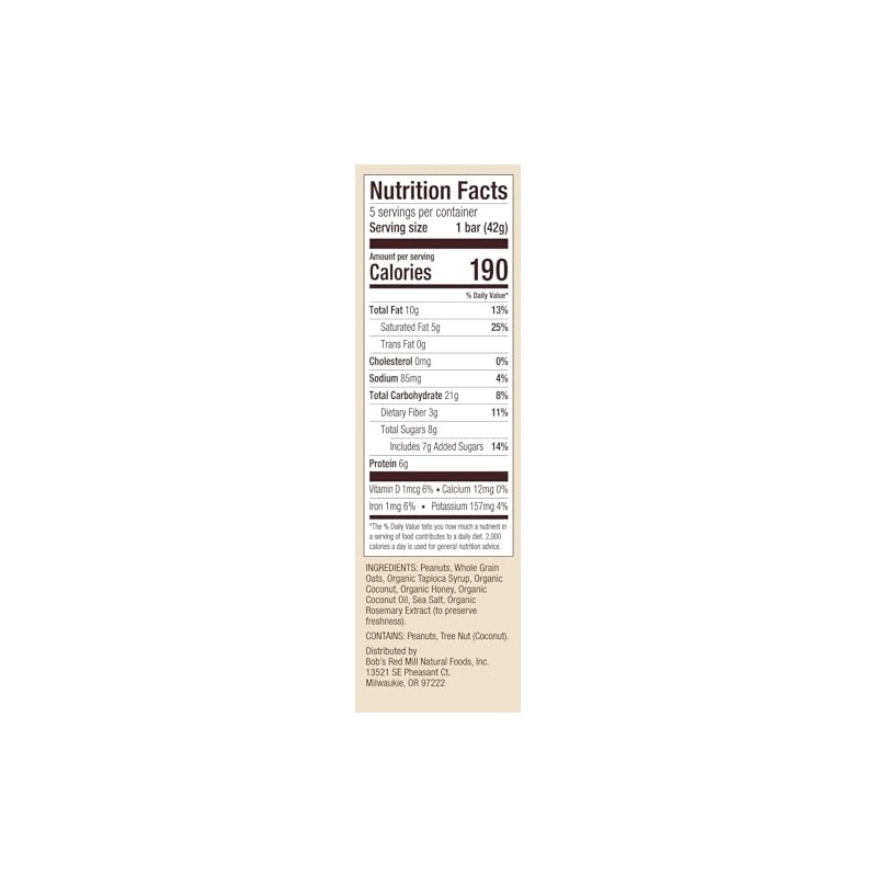 Bob's Red Mill Peanut Butter Coconut & Oats Snack Bar