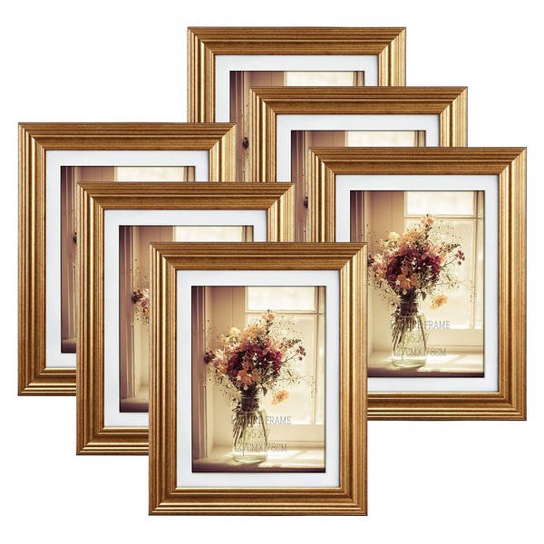 MEBRUDY 5x7 Picture Frames (Gold, 6 Pack), Display Pictures 5x7