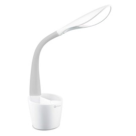OttLite LED Desk Space Organizer with 4 Brightness Levels, White and Grey