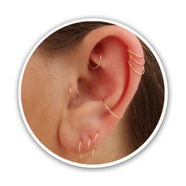 Kleine goldene Tragus Huggie Creolen für Frauen Knorpelnase Helix Tragus Rook Piercing (Gold, 7 mm 24 Gauge / 1 Paar)