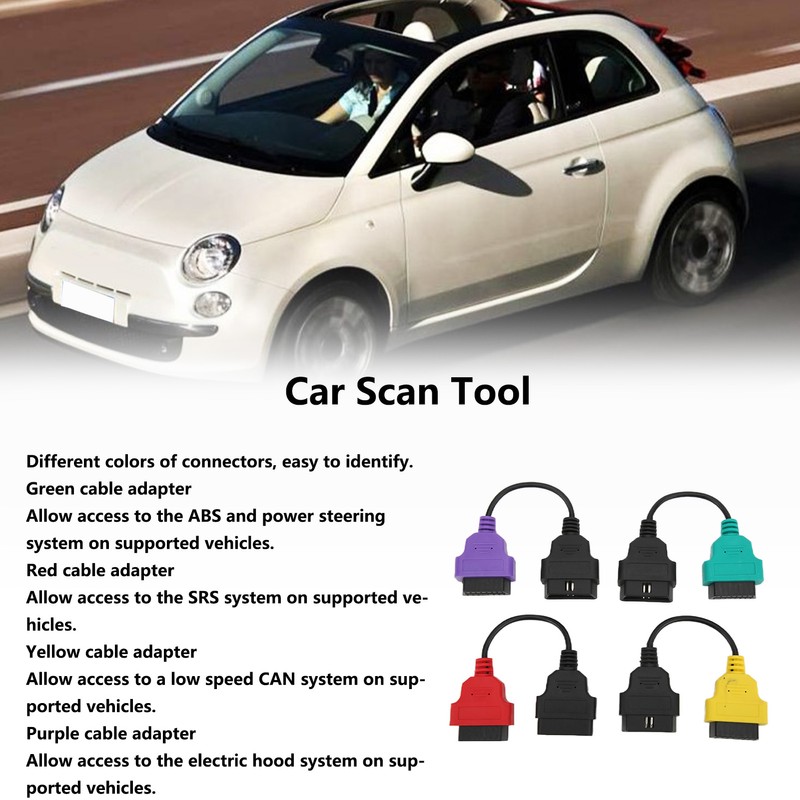 4pcs OBD2 Scanner Cable Adapter Diagnostic Connector Car Scan Tool