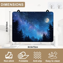 Electric Stove Top Cover Protector,Starry Night Moon Forest Heat Resistant Glass Top Stove Oven Induction Cooktop Mat with Rubber for Kitchen Top Covers 28.5×20.5 in