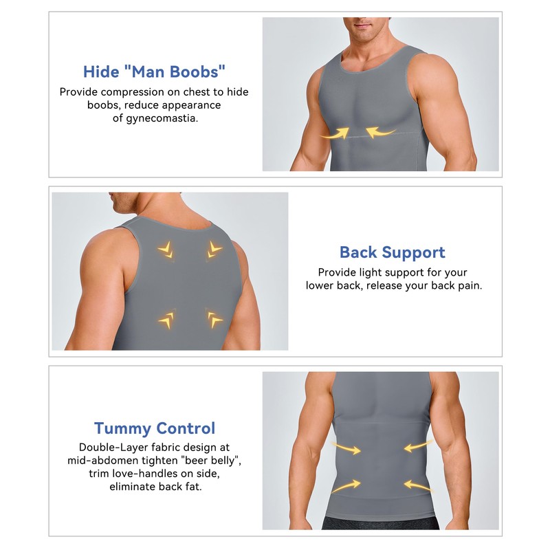 Mens Compression Shirt Vest Workout Tank Tops Abs Abdomen Undershirts