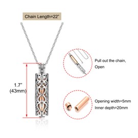 Zysta Stainless Steel Memorial Urn Pendant Hollow Cage Necklace Memorial Pendant Ash Jewellery (Rose Gold)