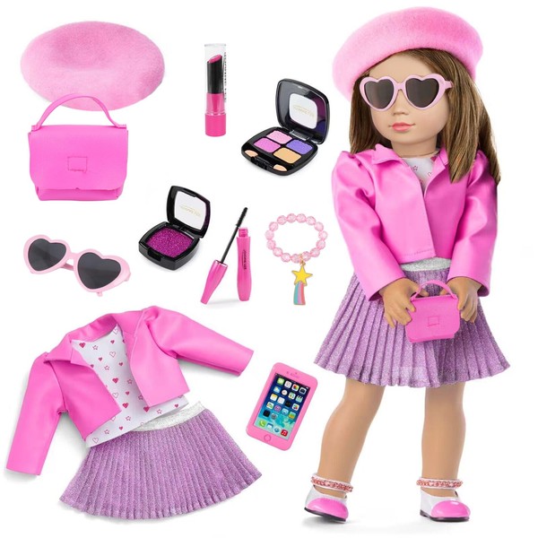 American 18 Inch Doll Makeup Accessories And Clothes,Tote Bag Set