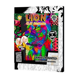 Mess-Free Lion Clay Painting Kit, Air Dry Clay Modelling Kit, Sensory 3D Canvas Fun Arts and Crafts Kit for Kids, Pre-Framed 40x30cm with Tools & Idea Guide – Fun, Hands-On Gift for Creativity